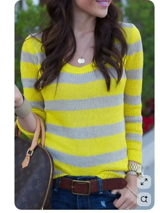 NWT J.Crew 100% Linen Lightweight Yellow and Taupe Striped Sweater in Size L - Picture 1 of 11